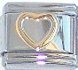 Gold heart outline - enamel 9mm Italian charm